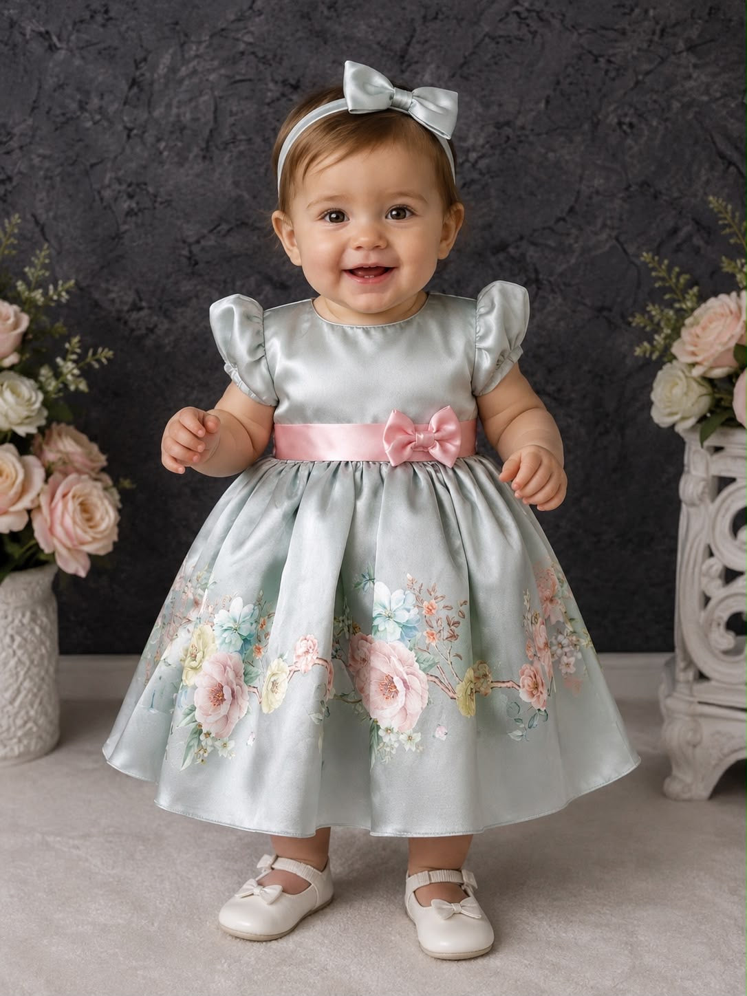 Watercolour Garden Satin Collection - Sage Bloom