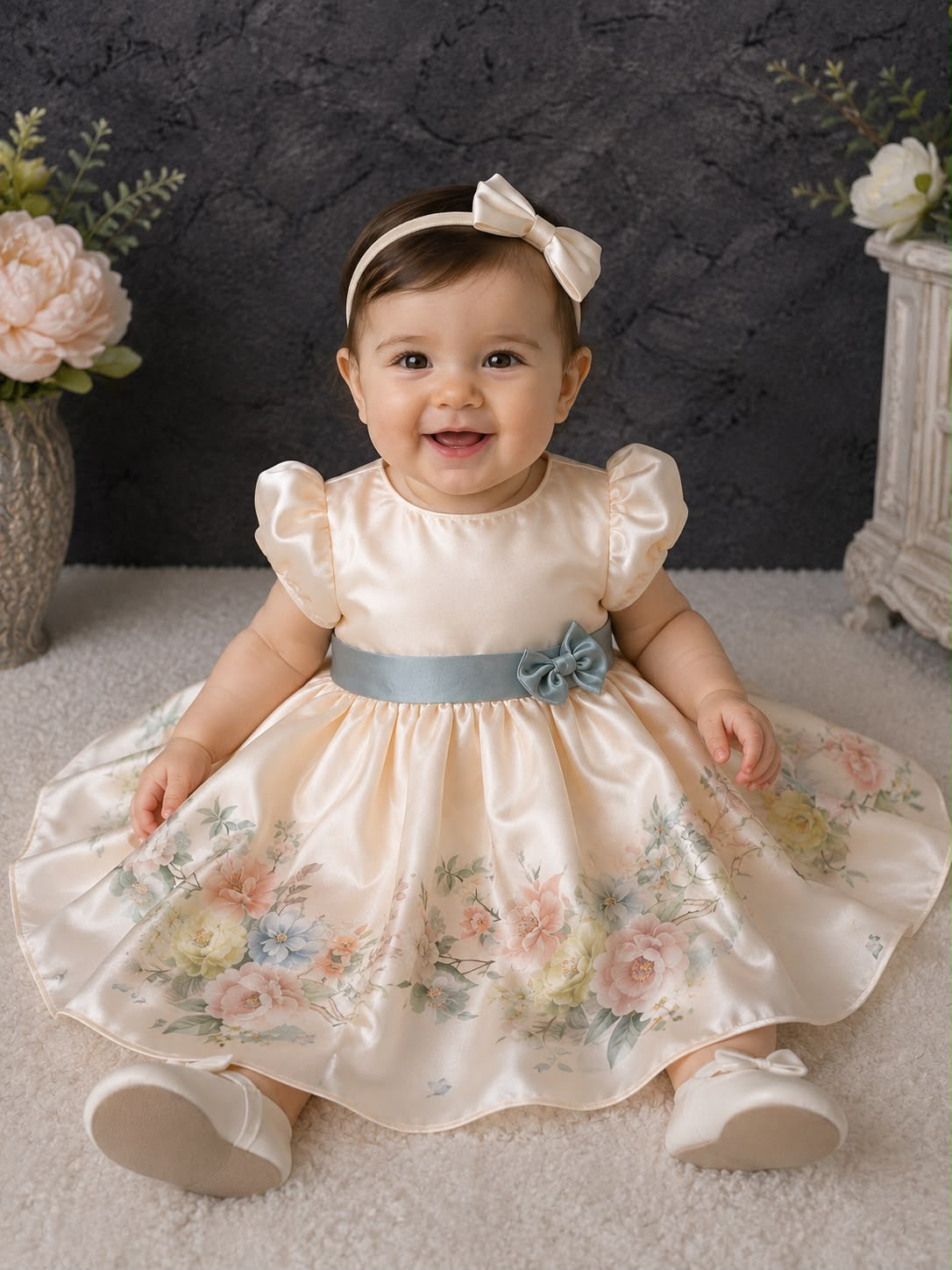 Watercolour Garden Satin Collection - Ivory Petal
