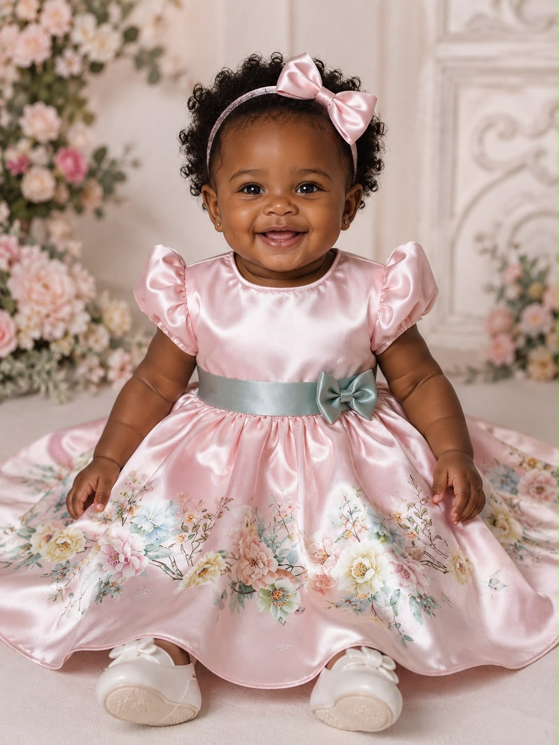 Watercolour Garden Satin Collection - Blush Rose